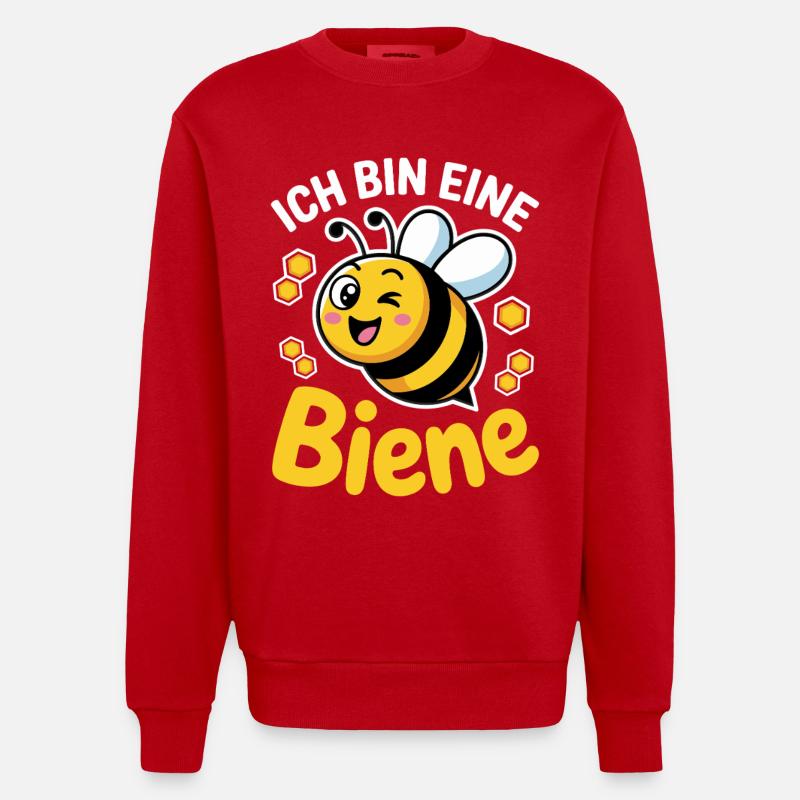 Ich Bin Eine Biene Faschingskostüm - Heavyweight Oversized Organic Crew Neck Made in EU - Rot