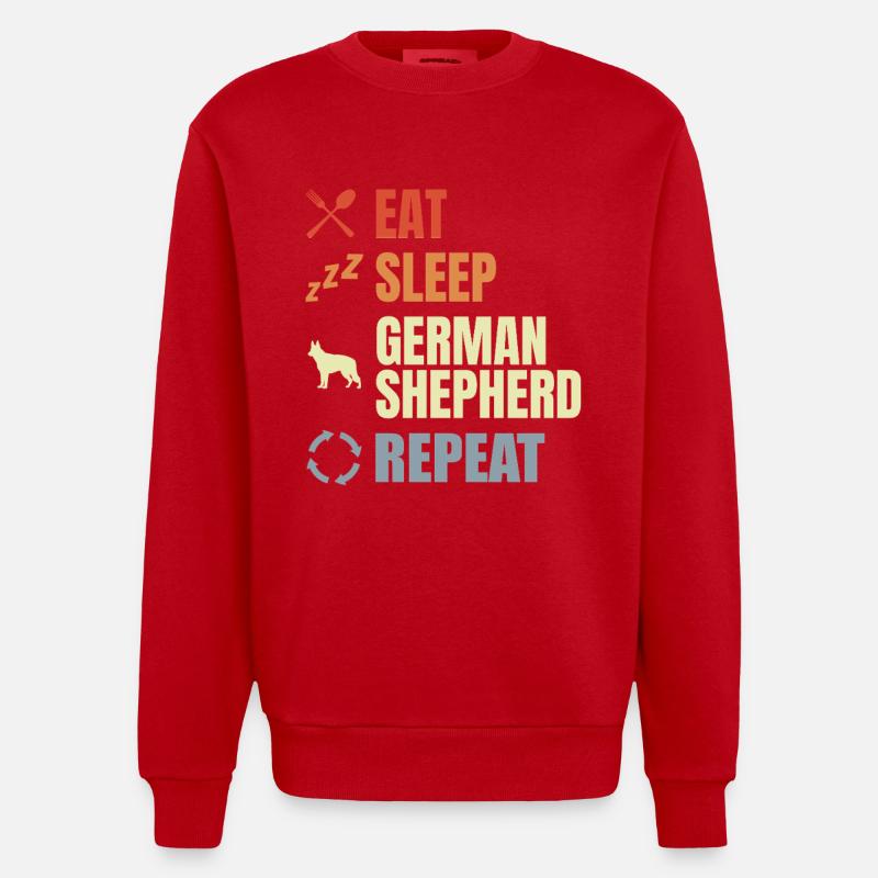 Schäferhund Routine - Heavyweight Oversized Organic Crew Neck Made in EU - Rot