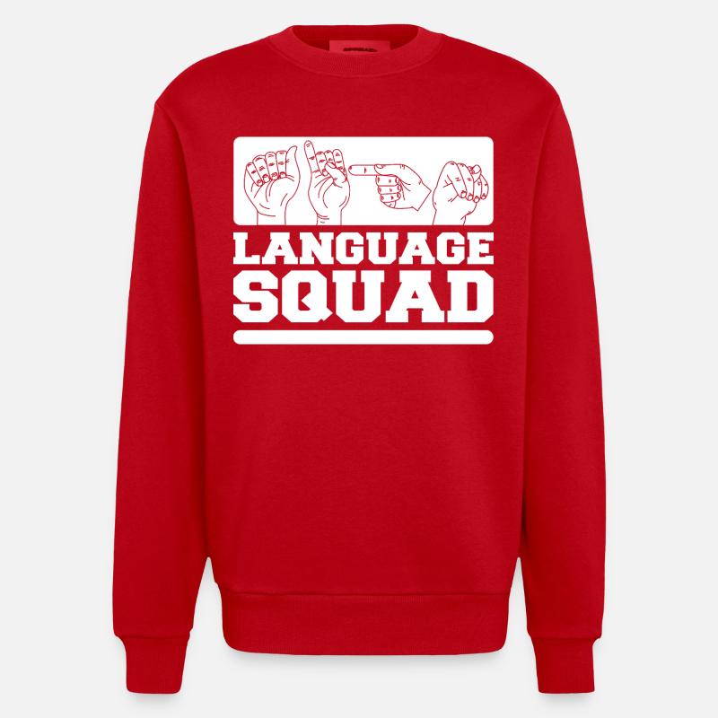 ASL Dolmetscher Gebärdensprache - Heavyweight Oversized Organic Crew Neck Made in EU - Rot