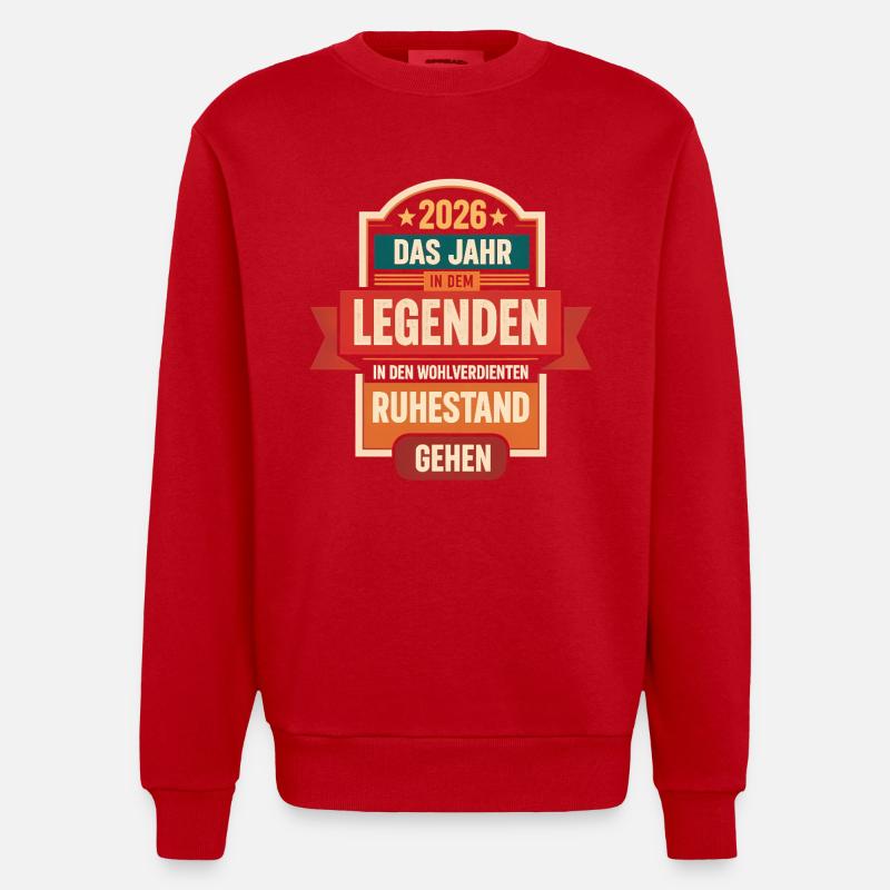 2026 Legend Retirement – Retiree Gift - Heavyweight Oversized Organic Crew Neck Made in EU - red