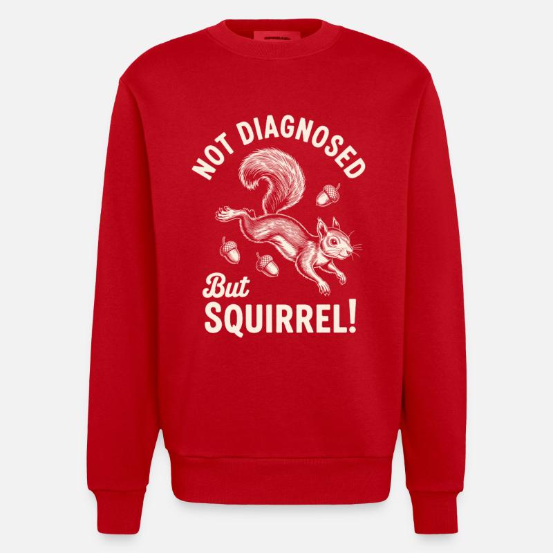 Not Diagnosed But Squirrel! - Heavyweight Oversized Organic Crew Neck Made in EU - red