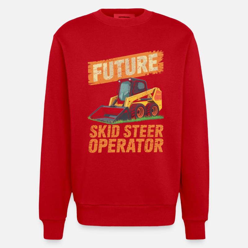 Opérateur de chargeuse compacte Chargeuse compacte - Sweat bio épais oversize fabriqué en UE - rouge