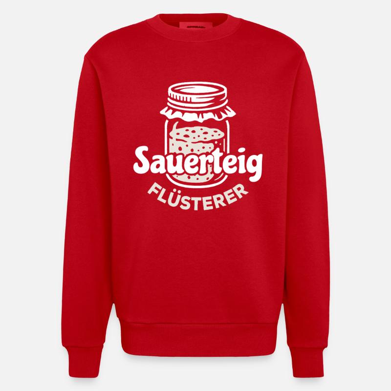 Sauerteig Flüsterer Spruch - Heavyweight Oversized Organic Crew Neck Made in EU - Rot