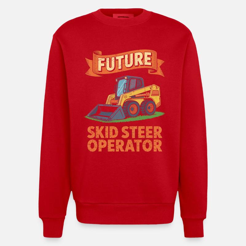 Kompaktlader Skid Steer Operator - Heavyweight Oversized Organic Crew Neck Made in EU - Rot