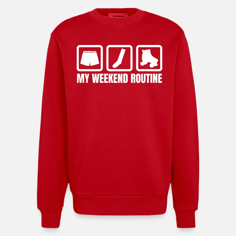 Meine Wochenendroutine - Heavyweight Oversized Organic Crew Neck Made in EU - Rot