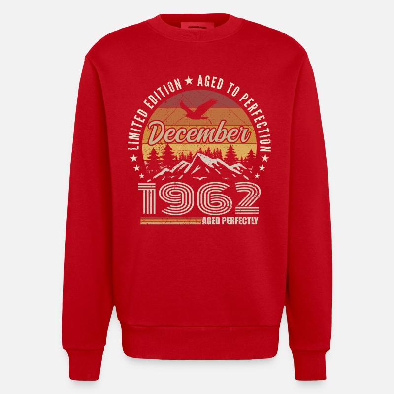 Dezember 1962 Originalausgabe Dezember-Geschenk - Heavyweight Oversized Organic Crew Neck Made in EU - Rot
