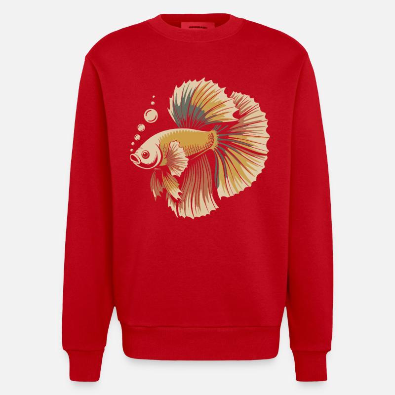 Betta Couleur Explosion Poisson - Sweat bio épais oversize fabriqué en UE - rouge