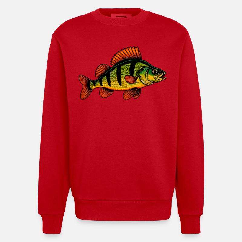 Barsch Flussbarsch Barschangeln Barsche Barsch - Heavyweight Oversized Organic Crew Neck Made in EU - Rot