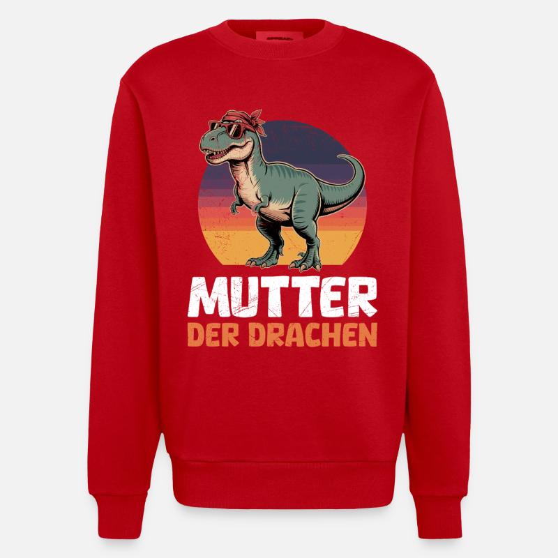 Werdende Mama MUTTER DER DRACHEN Lustiges - Heavyweight Oversized Organic Crew Neck Made in EU - Rot