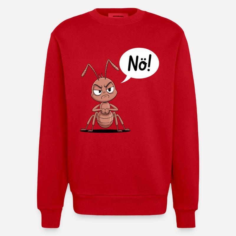 Une drôle de fourmi dit non - Sweat bio épais oversize fabriqué en UE - rouge