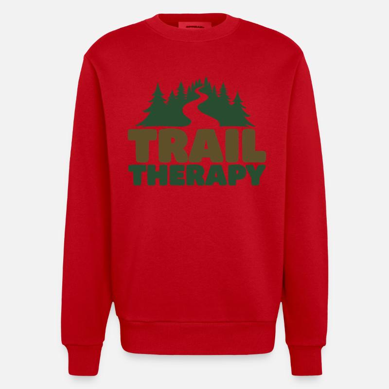 TRAIL THERAPY Spruch Statement - Heavyweight Oversized Organic Crew Neck Made in EU - Rot