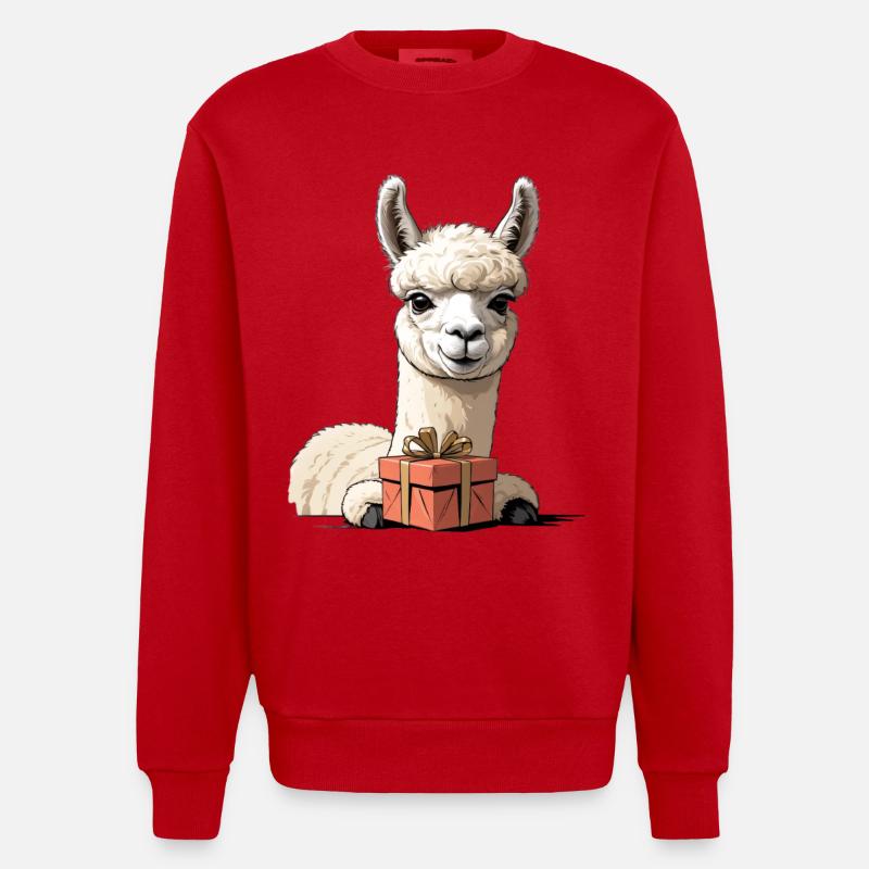 Alpaga avec coffret cadeau - Sweat bio épais oversize fabriqué en UE - rouge