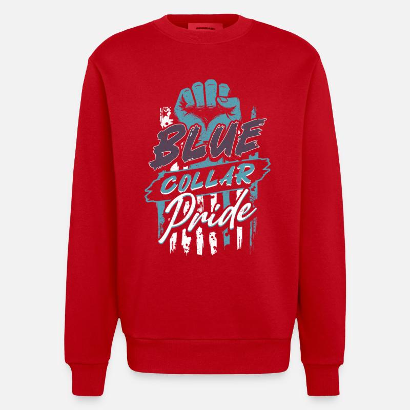 Blue Collar Arbeiter Handwerk Bauarbeiter - Heavyweight Oversized Organic Crew Neck Made in EU - Rot