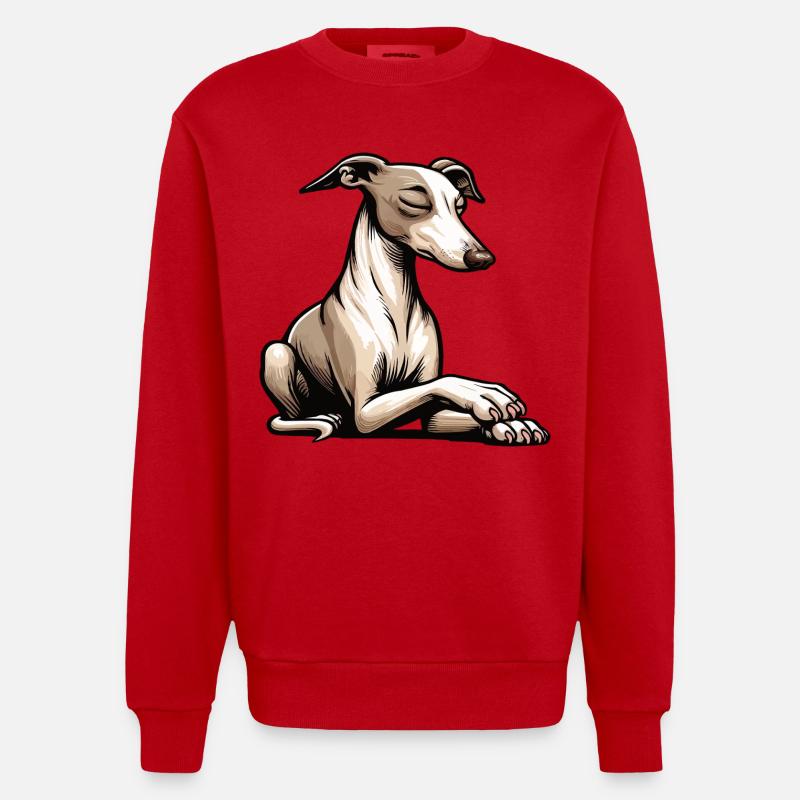 Whippet Greyhound Whippets Greyhound Owner - Heavyweight Oversized Organic Crew Neck Made in EU - red