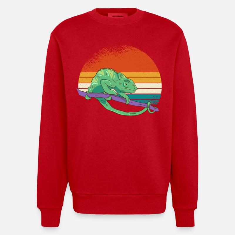 Caméléon du coucher de soleil - Sweat bio épais oversize fabriqué en UE - rouge