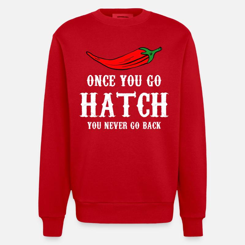 Hatch Chili Bold Typography - Heavyweight Oversized Organic Crew Neck Made in EU - Rot