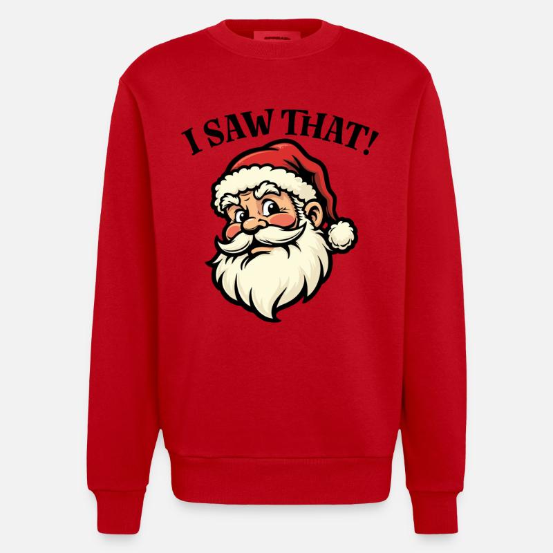 J’ai vu ça - Père Noël - Sweat bio épais oversize fabriqué en UE - rouge