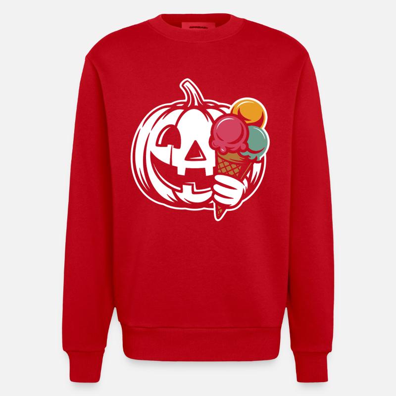 Crème glacée Pumpkin Smile - Sweat bio épais oversize fabriqué en UE - rouge