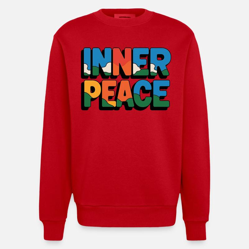 Inner Peace Regenbogen-Buchstaben - Heavyweight Oversized Organic Crew Neck Made in EU - Rot
