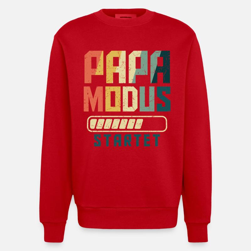 Werdender PAPA MODUS STARTET Lustiges - Heavyweight Oversized Organic Crew Neck Made in EU - Rot