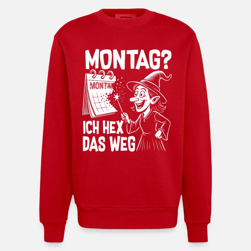 Monday I hex that way - Heavyweight Oversized Organic Crew Neck Made in EU - red
