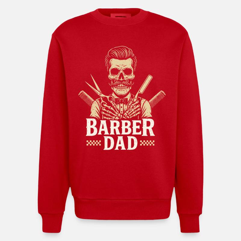 Père Barber Papa Barbier Coiffeur - Sweat bio épais oversize fabriqué en UE - rouge