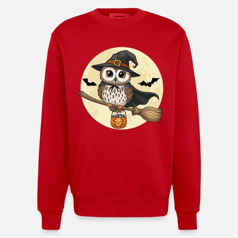 Süße Eule Hexe Halloween - Heavyweight Oversized Organic Crew Neck Made in EU - Rot