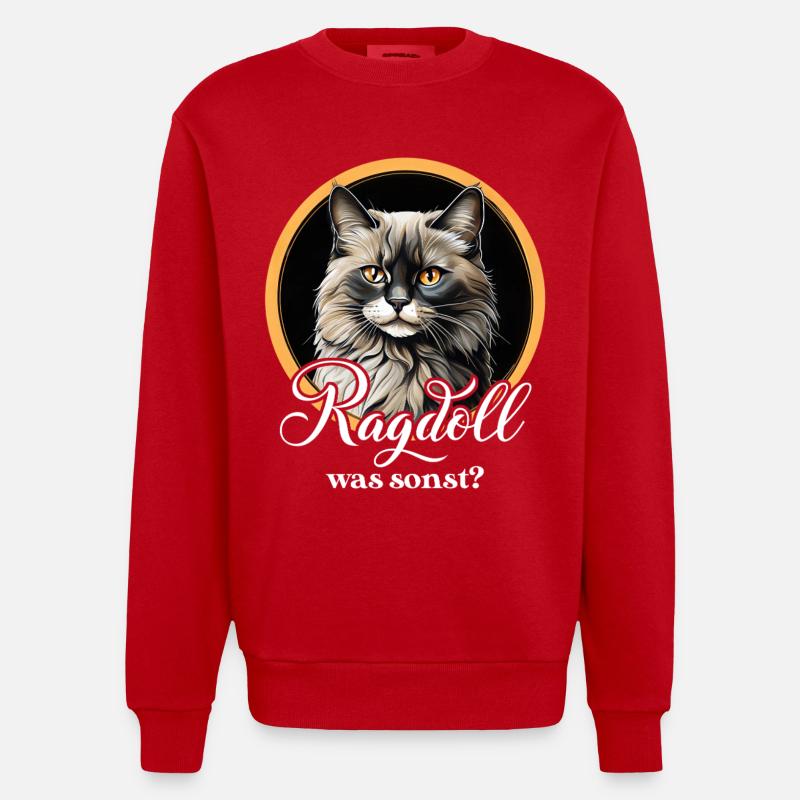 Ragdoll Chat Portrait Cercle - Sweat bio épais oversize fabriqué en UE - rouge