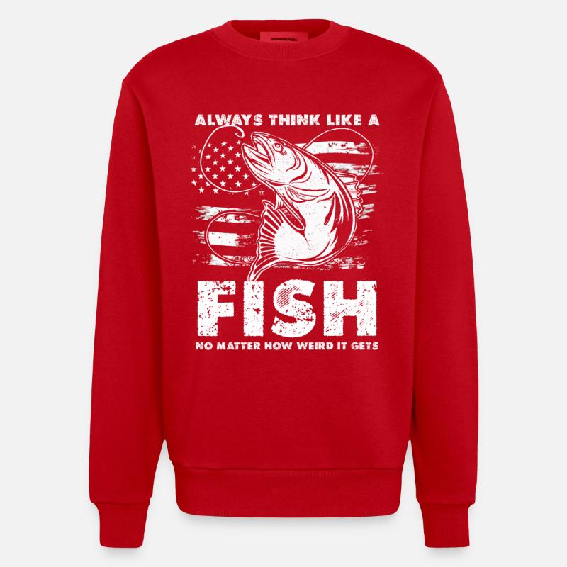 Fish Thoughts Flag Pattern - Sweat bio épais oversize fabriqué en UE - rouge
