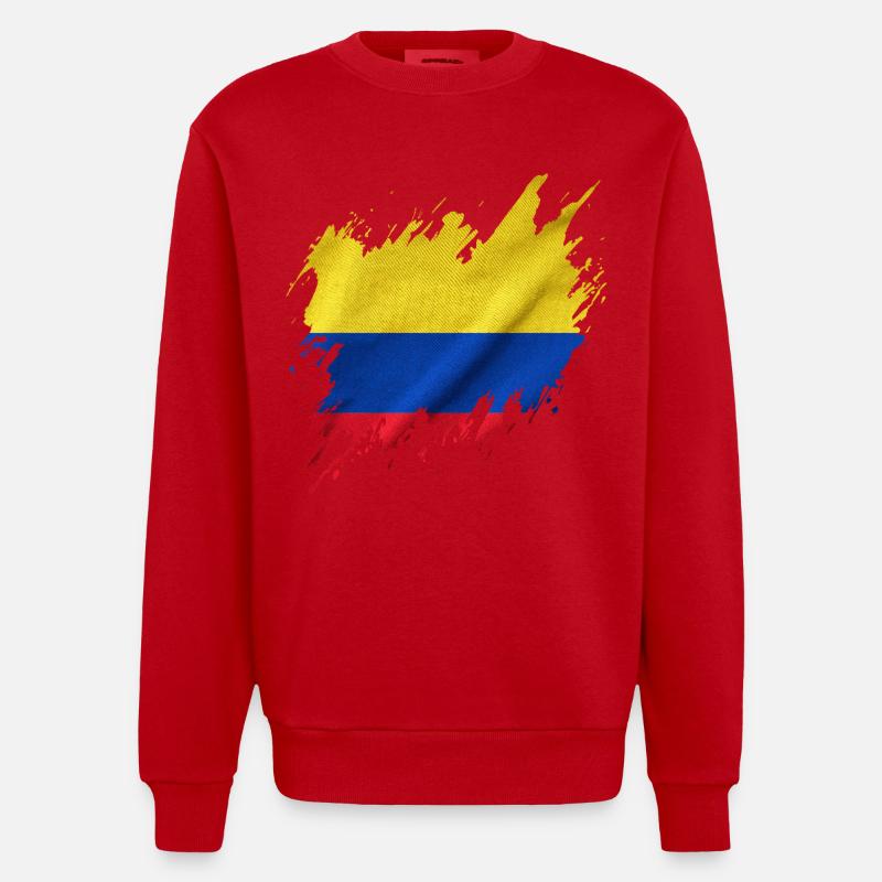 Drapeau de la Colombie, style déchiré - Sweat bio épais oversize fabriqué en UE - rouge