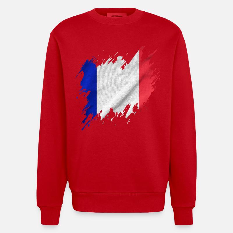Drapeau français, style déchiré - Sweat bio épais oversize fabriqué en UE - rouge