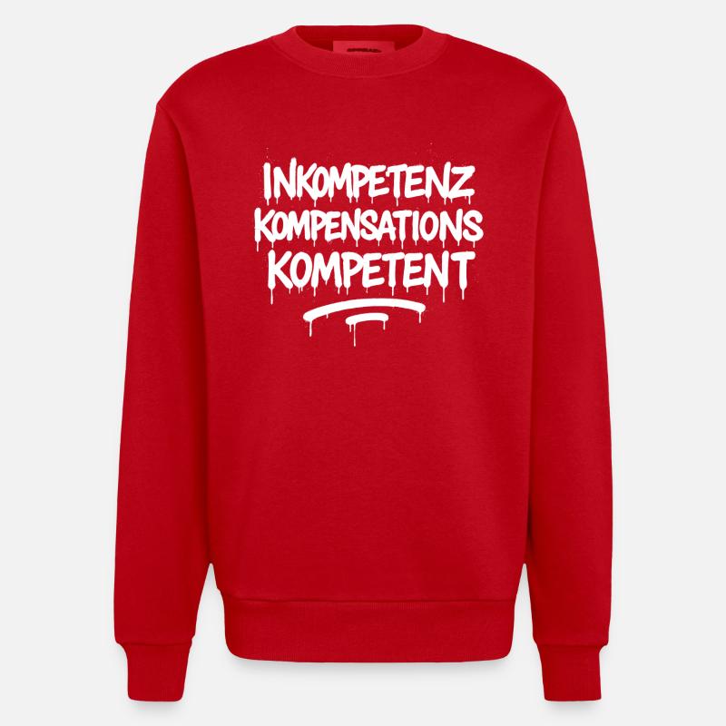 Inkompetenz Kompensations Kompetent – KOmpetenz - Heavyweight Oversized Organic Crew Neck Made in EU - Rot