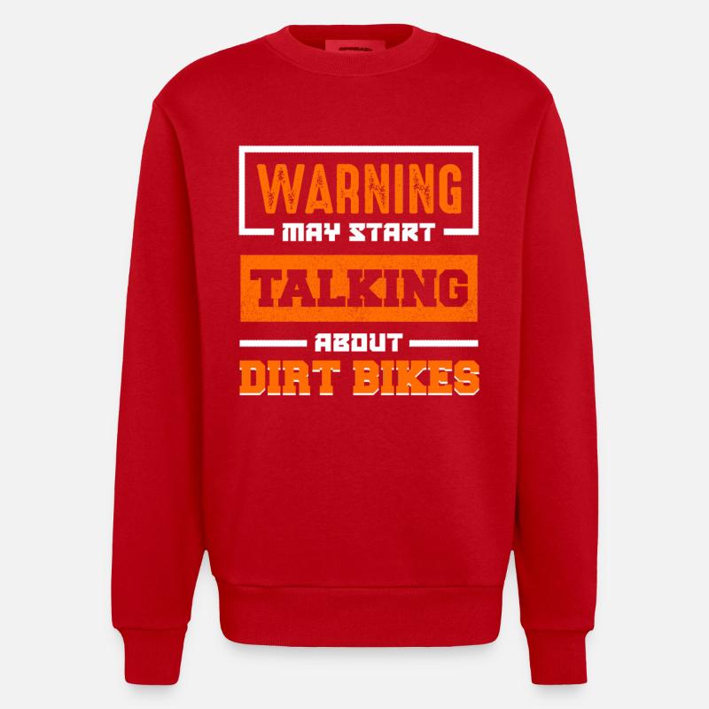 Warnung: Dirt Bikes Gespräch Start - Heavyweight Oversized Organic Crew Neck Made in EU - Rot