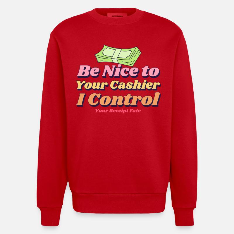 Soyez gentil avec votre caissier - Sweat bio épais oversize fabriqué en UE - rouge