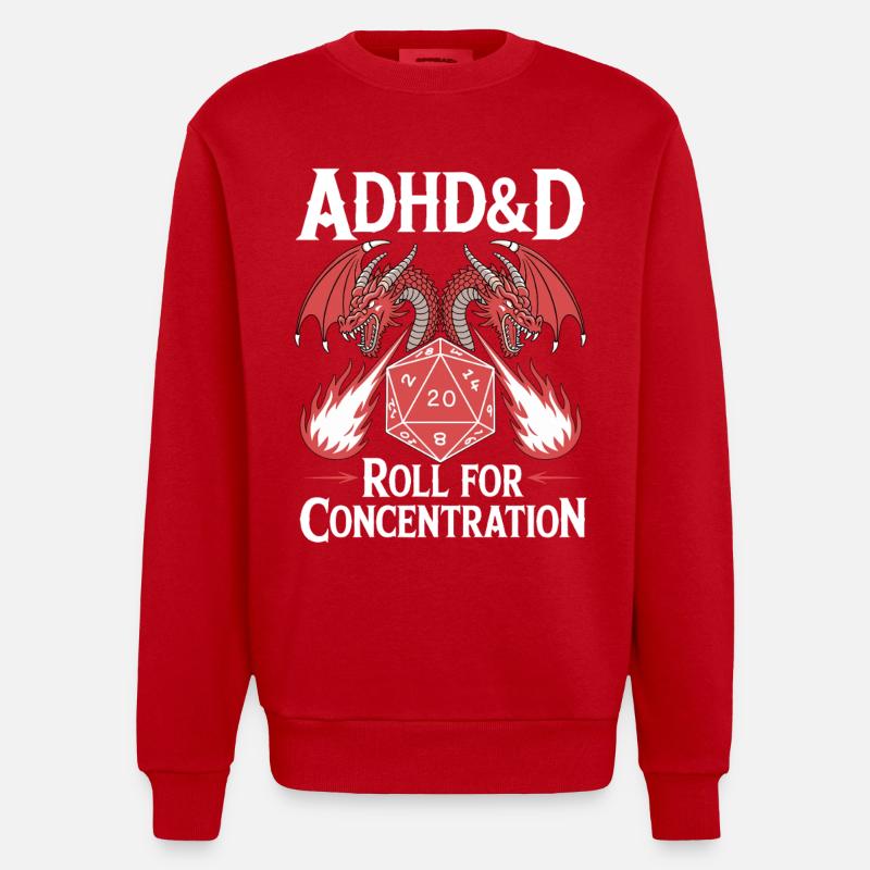 Rouleau pour la concentration TDAH - Sweat bio épais oversize fabriqué en UE - rouge