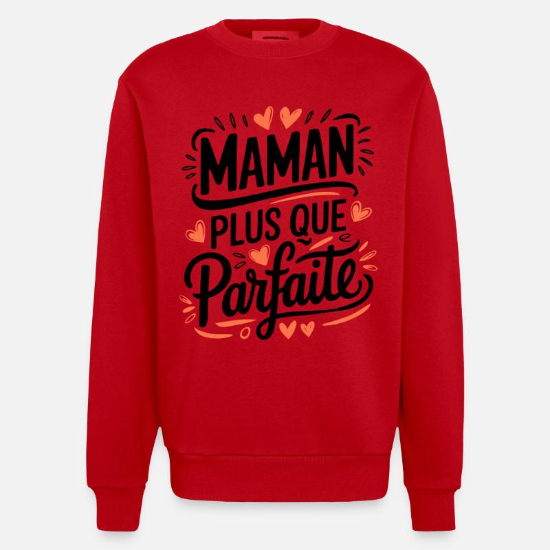 Maman plus que Parfaite - Sweat bio épais oversize fabriqué en UE - rouge