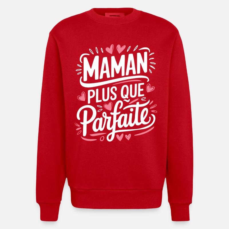 Maman plus que Parfaite - Sweat bio épais oversize fabriqué en UE - rouge
