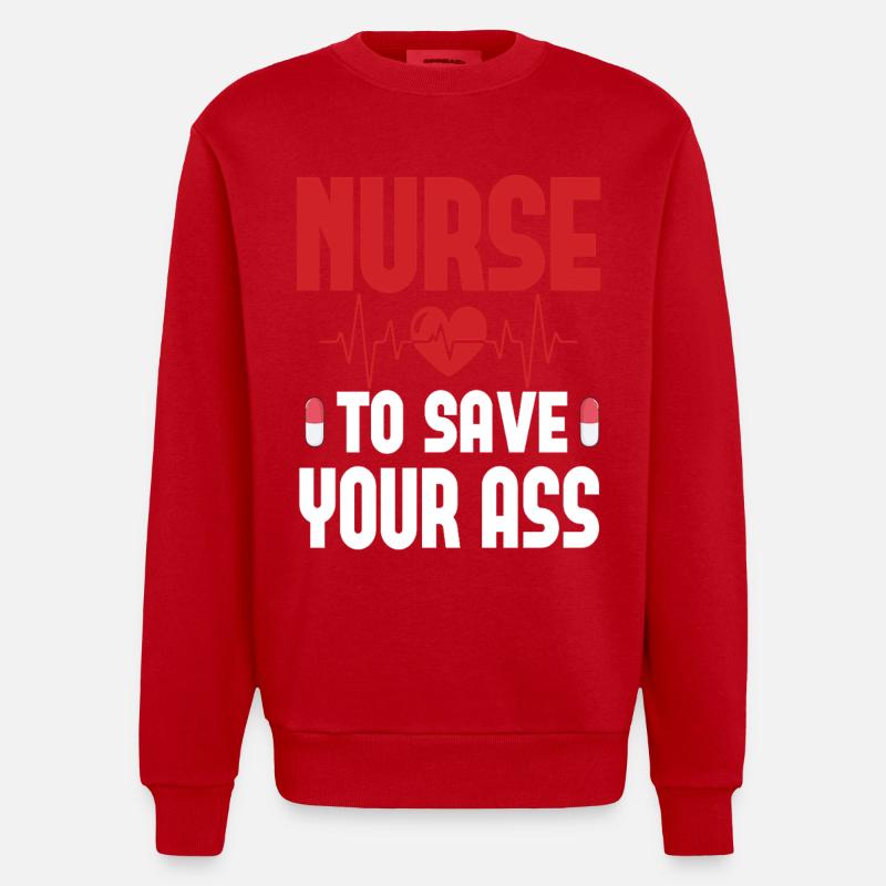 Krankeschwester - Heavyweight Oversized Organic Crew Neck Made in EU - Rot