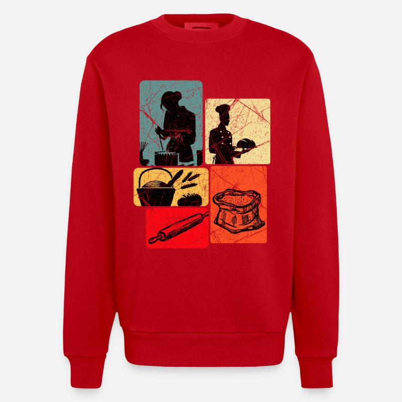 Baker Bakery Funny Saying Bread Gift - Heavyweight Oversized Organic Crew Neck Made in EU - red