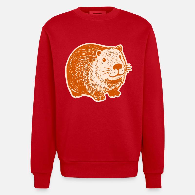 Capybara - Mignons capybaras - Sweat bio épais oversize fabriqué en UE - rouge