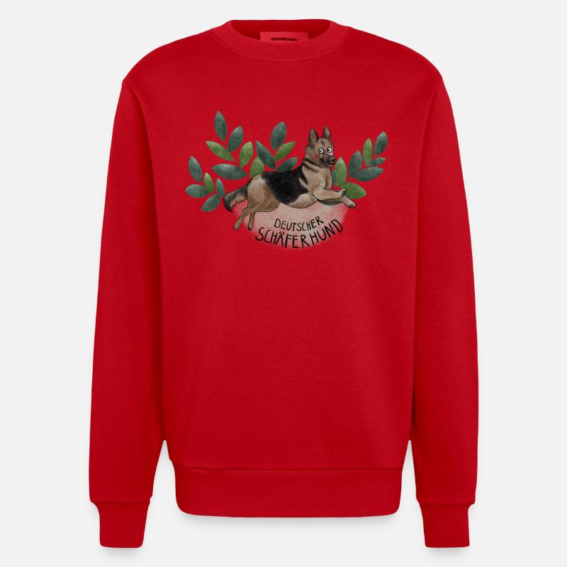 Deutscher Schäferhund Botanika - Heavyweight Oversized Organic Crew Neck Made in EU - Rot