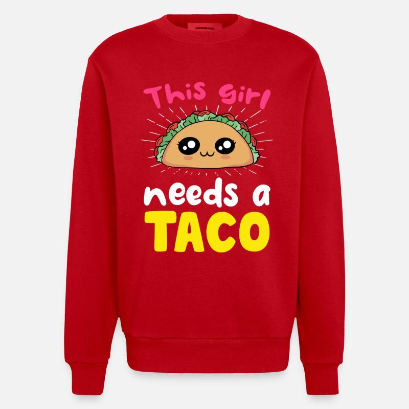 Dieses Mädchen braucht einen Taco - Heavyweight Oversized Organic Crew Neck Made in EU - Rot