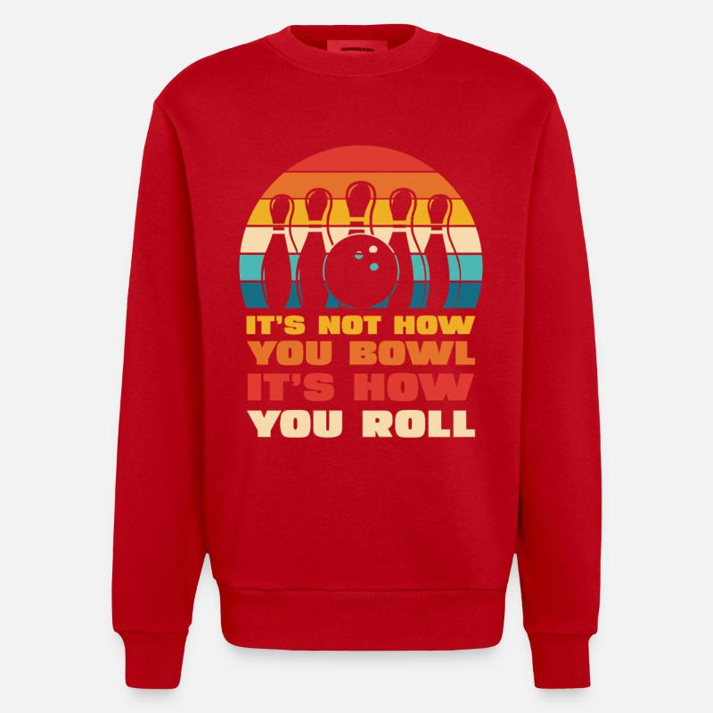 Style de rouleau de bowling rétro - Sweat bio épais oversize fabriqué en UE - rouge