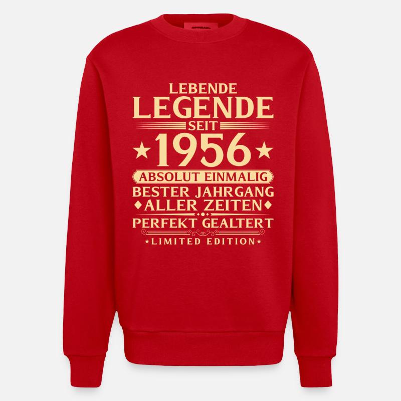 1956 Year Legend 70th Birthday Gift - Heavyweight Oversized Organic Crew Neck Made in EU - red