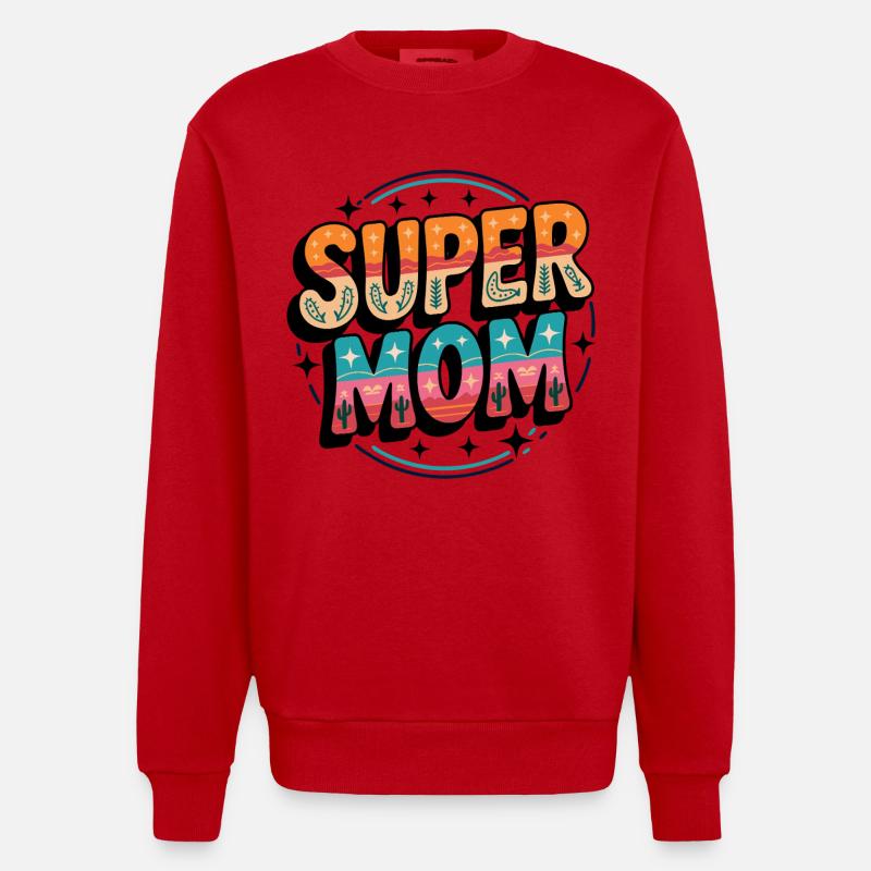 Supermom Super Mama - Heavyweight Oversized Organic Crew Neck Made in EU - Rot