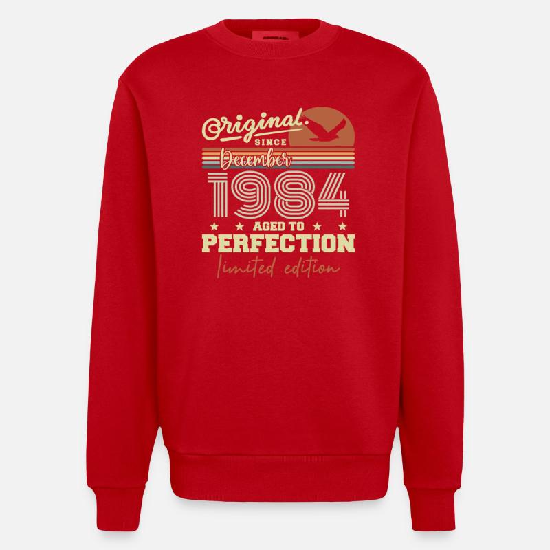 41-jähriges Jubiläum | Original Dezember 1984 - Heavyweight Oversized Organic Crew Neck Made in EU - Rot