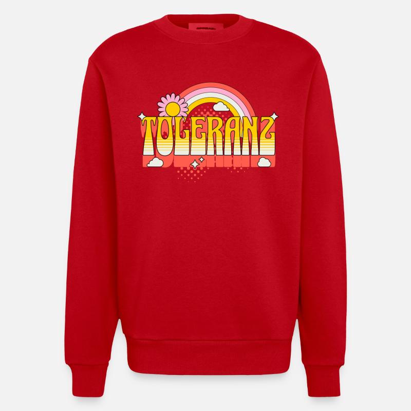 Tolérance, Diversité, Respect, Acceptation, Amour, LGBTQ - Sweat bio épais oversize fabriqué en UE - rouge