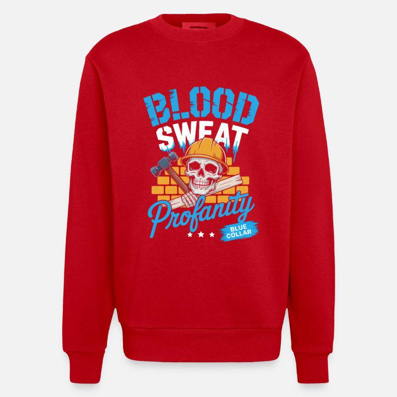 Blue Collar Arbeiter Handwerk Bauarbeiter - Heavyweight Oversized Organic Crew Neck Made in EU - Rot