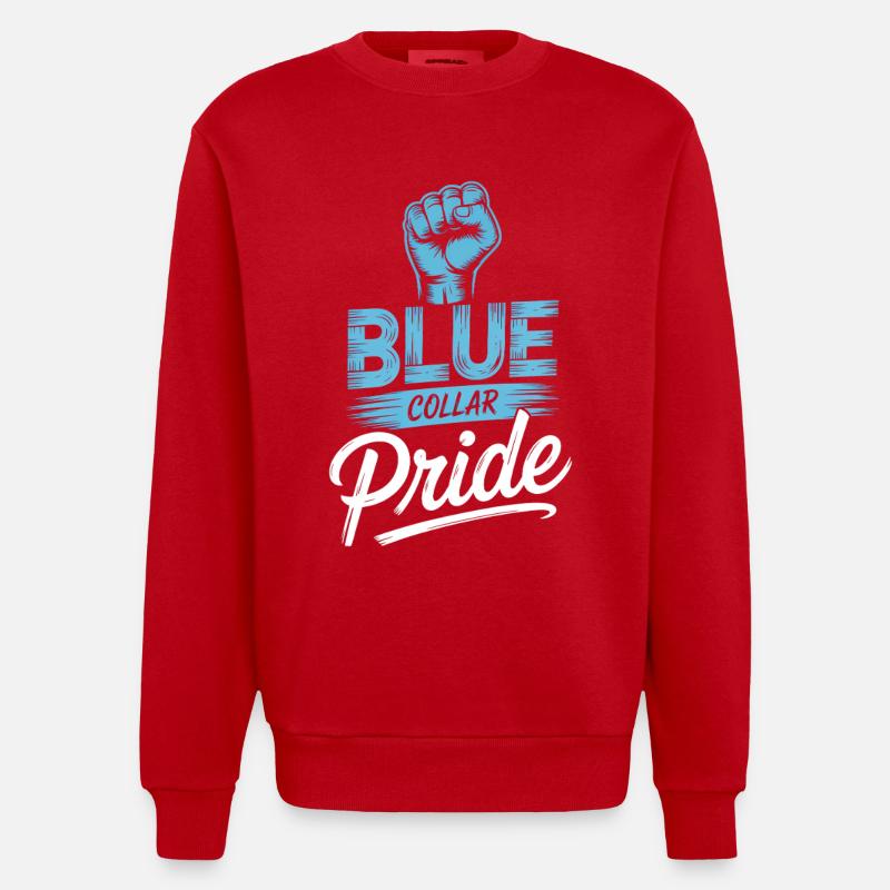 Blue Collar Arbeiter Handwerk Bauarbeiter - Heavyweight Oversized Organic Crew Neck Made in EU - Rot