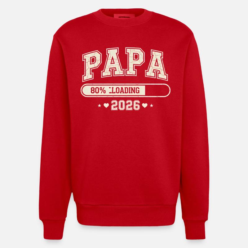 Dad 2026 Loading Dad-to-be - Heavyweight Oversized Organic Crew Neck Made in EU - red